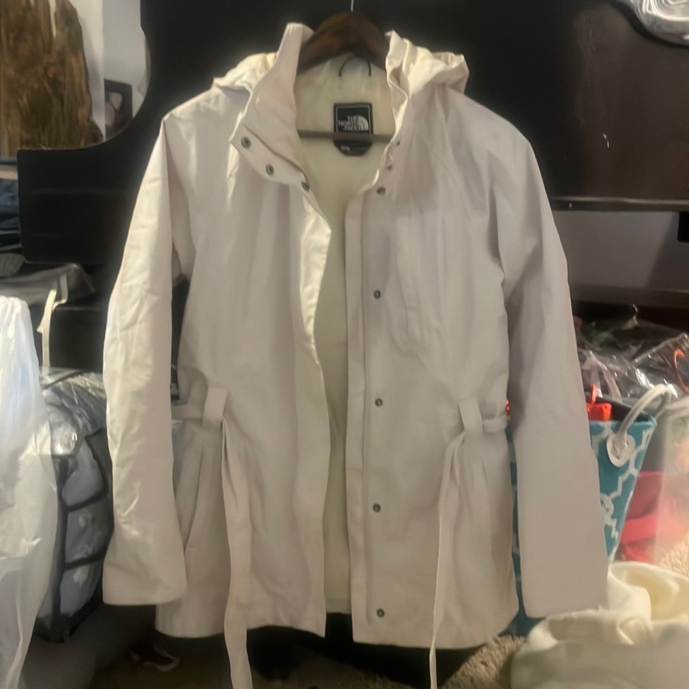 North Face small white raincoat
